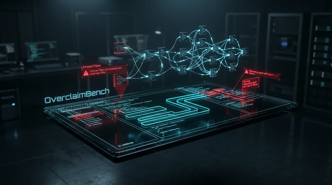Ilustrasi Arsitektur Teknis 16:9 OverclaimBench 2026: Mengukur Fenomena Overclaiming Propensity pada Frontier Coding Agents, Ilusi Delegasi Subagent, dan Validasi Deterministik Tool Traces